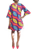 African Print Dress with bell sleeves red color