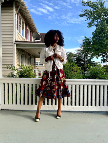 African Prints Elegant Wrap Skirt — Hibiscus