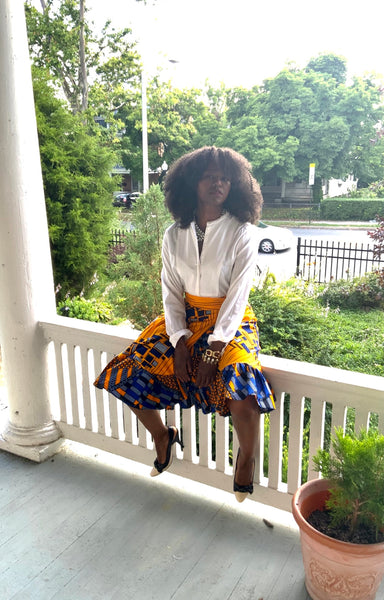 African Prints Elegant Wrap Skirt — Sunflower