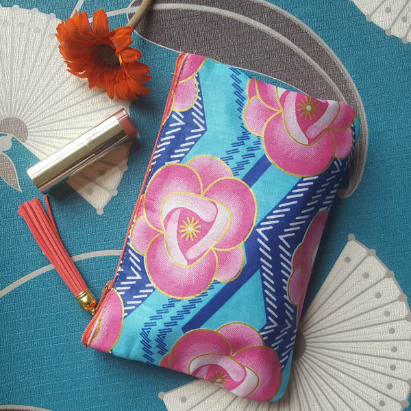 Floral Pouch for Makeup - Pink Flower