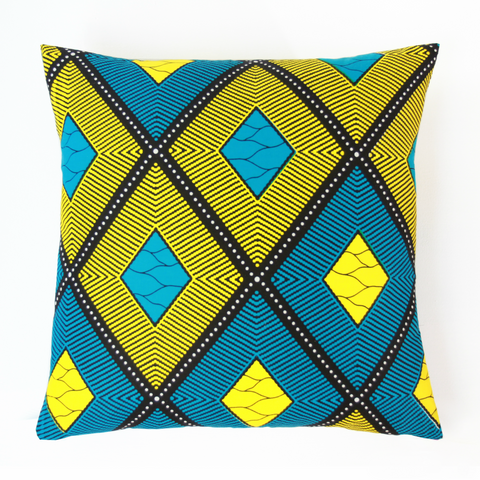 AFRICAN PRINTS REMOVABLE PILLOW COVER + INSERT 18x18"-Prism