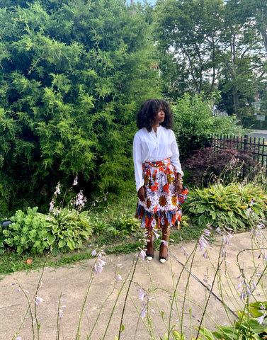 African Prints Elegant Wrap Skirt — Hyacinth