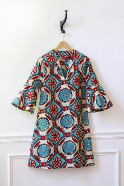 African Print Dress - Aya Dress- Ciel