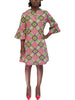 African Print Dress with bell sleeves beautiful pastel color